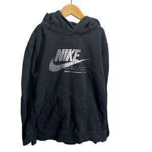 Nike Black Hoodie Large‎ Printed Swoosh Logo Long Sleeve Cotton Youth